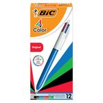 BIC 4-Color Original Retractable Ball Pens, Medium Point (1.0mm), 12-Count Pack, Retractable Ball Pen With Long-Lasting Ink