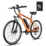 Jasion EB5 Electric Bike for Adults, 500W Peak Motor, 360Wh Removable Battery, 32km/h Commuting Electric Mountain Bike, 7 Speed, Front Fork Suspension Ebike (Orange)