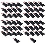 WAYLLSHINE 50 Pcs 2 x 1.5V AA Battery Holder Case Box, 2 AA Battery Holder with Wire Leads