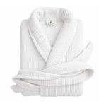 Enchant Home Premia - Pure Cotton | Highly Absorbent| Super Soft | Light Weight| Unisex Waffle Design Bath Robe - White