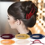 RC ROCHE ORNAMENT 6 Pcs Womens French Concord Curved Hair Clip No Slip Strong Grip Comfortable Hold Girls Ladies Beauty Accessory Fashion Pin Teeth Clamp, Large Classic Multicolor