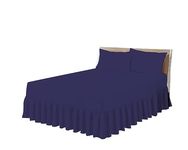 HOME ACE Navy Easy Iron Double Valance Sheet Polycotton Fitted Valance Sheets, Fitted Valance Sheet Double Bed, Poly Cotton Double Bed Valance Sheet