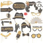 20PCS Party Photo Booth Props 1920s Party Photo Posing Props Glitter Paper Card Stock Decoration for Party Wedding