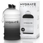 HYDRATE XL Jug Half Gallon Water Bottle - BPA Free, Flip Cap, Ideal for Gym, Large Sports Bottle, Extra strong material - Mono (74 oz water bottle)