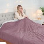 Queen Size Electric Heated Blanket 84"x90", 4 Heat Modes,10H Auto Off,Soft Microplush & Sherpa Fabric,Overheat Protection,No Central Heating,Dual Bed Sofa Use,Washable Winter Gift, Berry