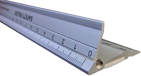 Ruler, New Design 30 cm (12 Inch) Metal Craft Safety Ruler,Light Weight with Folding Safety Guard.Use with Rotary Cutter,Stanley or Xacto. for Paper,Leather,Fabric,Quilting,Scrap Booking,Art,Office.