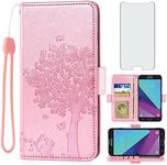 Asuwish Compatible with Samsung Galaxy J3 Luna Pro 2017 Wallet Case Rose Gold