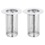 sourcing map 2 Pack Shower Drain Strainer, 3.1" x 2" Stainless Steel Floor Drain Strainer Deep Sink Hair Catcher for Kitchen Bathroom Balcony Floor Drain, Fit Hole Size from 1.18" to 1.97"