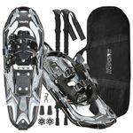 Lightweight Snowshoes for Women Men Youth Kids, Aluminum All-Terrain Snowshoes with Adjustable Trekking Poles and Carrying Tote Bag, Special EVA Padded Ratchet Binding, Heel Lift, Toe Box, 30", Black