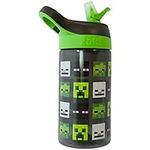 Minecraft Atlantic Mobs Head Water Bottle | Boys Girls | Adults | School Office Work | Multi | Green/Black, 450 ML