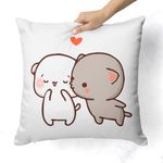 GiftsOnn Peach and Goma Mochi Cat Pillow Cushion, Gifts for him Boyfriend Girlfriend Valentines Girlfriend Valentine Pillow for Couple, Peach Goma Pillow, Keychain with Card (GiftsSingle014)