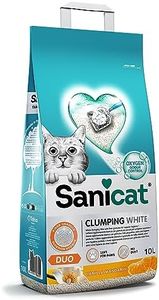 Sanicat - Arena para Gatos aglomerante Blanca - Aroma a Vainilla y Mandarina | | Hecha de minerales Naturales con Control de Olor garantizado | 10 L de Capacidad