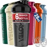 VELOMIX -6 PACK- Shaker Cups for Protein Shakes 28 oz - 6x Wire Whisk | Leak Proof Protein Shaker Bottle for Protein Shakes, Shaker Bottle Pack for Pre & Post Workout, Shaker Cup, Shaker Bottle Cups