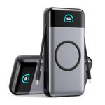 Wireless Portable Charger 40,800mAh with 3 Built-in Cables,15W Wireless Charging 25W PD QC4.0 Fast Charging USB-C Power Bank,7 Outputs LCD Display Battery Pack for iPhone 16/15/14/13/12,Android etc