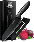 Home Hero 2 Pcs Santoku Knife with Sheath - High Carbon Stainless Steel Chopping Knife with Ergonomic Handle - Razor-Sharp Multi-Purpose Kitchen Knife for Chopping Vegetable and Cooking (Black)