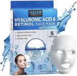 AZURE Hyaluronic Acid & Retinol Anti Aging Facial Mask - Dermatologist Tested - Rejuvenating & Hydrating Face Mask - Helps Reduce Fine Lines & Wrinkles, Smooths & Repairs - Korean Skin Care - 5 Pack