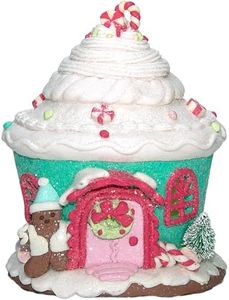 Etnorsu Lighted Christmas Gingerbread House Ornaments with LED Light, Candy House Decor for Indoor Room Adornment