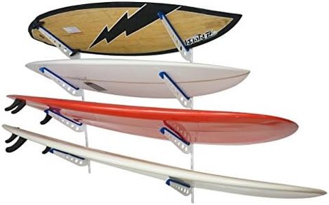 StoreYourBoard Metal Surfboard Storage Rack, 4 Surf Adjustable Home Wall Mount