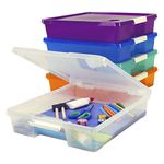 Storex Classroom Student Project Box, 12 x 12 Inches, Assorted Tints, 5-Pack (63202U05C)