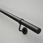 ROTHLEY Stair Handrail 3.3FT Metal Stair Railings Indoor Handrails for Outdoor Steps Staircase Handrail Wall Mounted 1.6" Round Sturdy Pipe Hand Railing for Stairs Stairway Railing-Matt Black