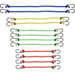 Hodzeed Bungee Cord Assortment Elastic Ropes with Hook - Elastic Luggage Racks Cords Elastic Straps for Bungee Cords, Luggage Ties, Tie Rods (Colorful：4×14.9", 4×18.1", 2×23.2", 2×34.9")