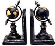 Bellaa Decorative Bookend Globe Arrow Armillary Atlas Celestial Sphere Astronomy Art Statues Book Ends Heavy Duty Shelf Supports Shelves Stoppers Holder Nonskid Vintage Farmhouse Home Decor