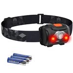 HOSONIC Head Torch LED Red White Light Headtorch AAA Battery Headlamp Waterproof 4 Modes Headlight for Kids Adults Camping Running Hunting Fishing