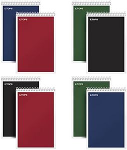 TOPS Spiral Steno Notebook Books 8 Pack, 6'' x 9'', Gregg Rule White Paper, Assorted Covers, 80 Sheets per Book8 Books per Pack, Red, Black, Blue, Green (80219)