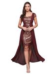 Miss Chase Women's Embellished Fit & Flare Maxi Dress (MCAW21D13-23-184-05, Wine, L)