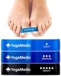 YogaMedic Hallux Valgus Training Bands (3 pack) - Bunion Corrector Big Toe Straightener - 3 Bands with Progressive Resistance - Toe Separator Exercise- Reduces Pain & Pressure on Bunions - Toe Spacers