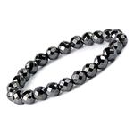 Reiki Crystal Products Natural Hematite Bracelet Crystal Stone 8 mm Diamond Cut Bead Bracelet for Reiki Healing and Crystal Healing Stones (Color : Silver)