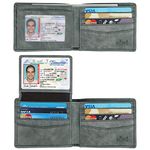 Wallet for Men-Genuine Leather RFID Blocking Bifold Stylish Wallet with 2 ID Window (Gray Green)