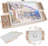 1500 Pieces 2 in 1 Tilting and Rotating Puzzle Board for Adults, Wooden Puzzle Table with 4 Drawers 64 x 87cm, Portable Board with Lazy Susan and Cover