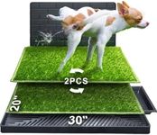 Hompet Dog Potty for Indoor or Porch, 2 Pcs Artificial Grass Training Pads with Pee Baffle, Reusable Dog Grass Pad with Tray, Alternative to Puppy Pads, Portable Dog Litter Box for Small/Medium Dogs