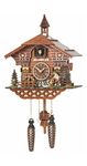 Trenkle Quartz Cuckoo Clock Black Forest House with Moving Wood Chopper and Mill Wheel, with Music TU 4217 QM