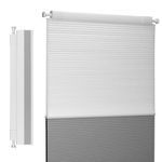 Boolegon Day and Night Cellular Shades No Tools No Drill Blinds for Window Cordless Easy to Install Honeycomb Shades Blackout&Filter Light Window Shades for Home, White, 39.5" W x 40" H