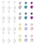 JFORYOU Pregnancy Belly Button Rings Maternity Belly Bars Flexible Plastic Long Navel Rings Retainer Piercing 14G Long Belly Button Rings for Maternity Pregnant Women