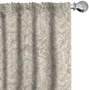 Ambesonne Beige Window Curtains, Floral Ornamental Pattern with Wedding Bouquet Blossoming Nature Botanical Print, Lightweight Decor 2-Panel Set with Rod Pocket, Pair of - 28" x 63", Beige Dust