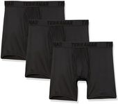 Terramar Men's Standard Performance Underwear Boxer Briefs 6 Inch Inseam with 4-Way Stretch (3 Pack), Black, X-Large