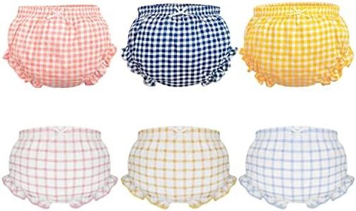 Baby Bottom, Bloomers - Toddler Girls Underwear Shorts - 100% Cotton Stretchy Bloomer Short for Dress Outfits, Plaid, 9-12 Months