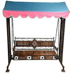 Habiba Arts Store Iron 3 Seater Swing Jhula for Adult Indoor Outdoor Swing jhula for Home & Garden 3 Seater with Canopy Roof & Stands Weght Capacity 400kg+