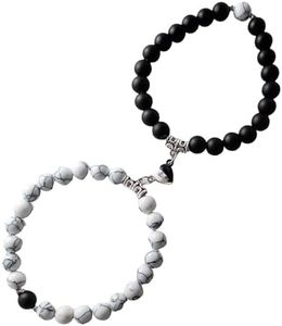 IPNSDON 2 Pcs-magnéticas para parejas con imán pulsera con cerradura con llave a juego, pulsera trenzada de la amistad pulsera ajustable para hombres y mujeres, regalo para el mejor amigo