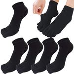 MOAMUN 5 Pairs Womens Five Finger Toe Socks for Women Girls, Ladies Casual Socks Cotton Low Cut Ankle Socks Soft & Breathable Size 4-7 (Black)