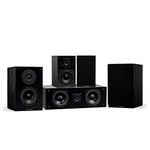 Fluance Elite High Definition Compact Surround Sound Home Theater 5.0 Channel Speaker System Including 2-Way Bookshelf, Center Channel and Rear Surround Speakers - Black Ash (SX50BC)