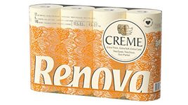 Renova Creme Toilet Paper, 12 Rolls, White, 4-Ply, Lotion and Perfumed,Super Soft, Dermatologically and Gynaecologically Tested, 140 Pulls/Roll (1680 Sheets Total) | First Time in India