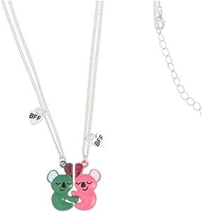 2-3Pcs Cute Magnetic Half Broken Heart Koala Panda Engraved Pendant Best Friend Necklace for Women Men Lovely Love Heart Necklace Friendship Couple Forever Jewelry, Metal, metal