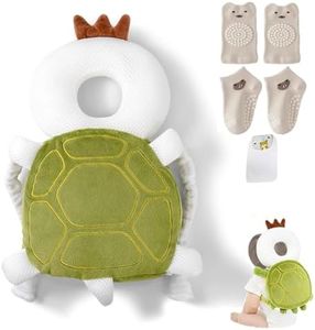 Baby Head Protector Backpack, Toddler Baby Head Protection Backpack with Baby Knee Pads Alarm Function for Walking & Crawling, Soft, Breathable and Wearing Safety Baby Head Protector- Green Turtle