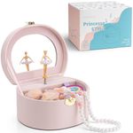 Vlando Musical Jewelry Box for Girls,Small Ballerina Music Box with mirror for Kids,Girls Jewelry Box,Birthday Childrens Gifts,Light Pink