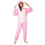 Disney Stitch Onesies for Women - Fluffy Minnie Mouse Eeyore Maleficent Onesie Pyjamas Lounge Wear - Stitch Gifts (Pink Angel, L)