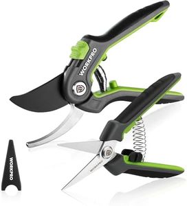 WORKPRO Forbici Cesoie da Potatura 2 pezzi, cesoie bypass SK5 da 210 mm per rami freschi, cesoie da raccolta da 160 mm per fiori e frutta, cesoie da potatura per rose cesoie da fiori per giardinaggio